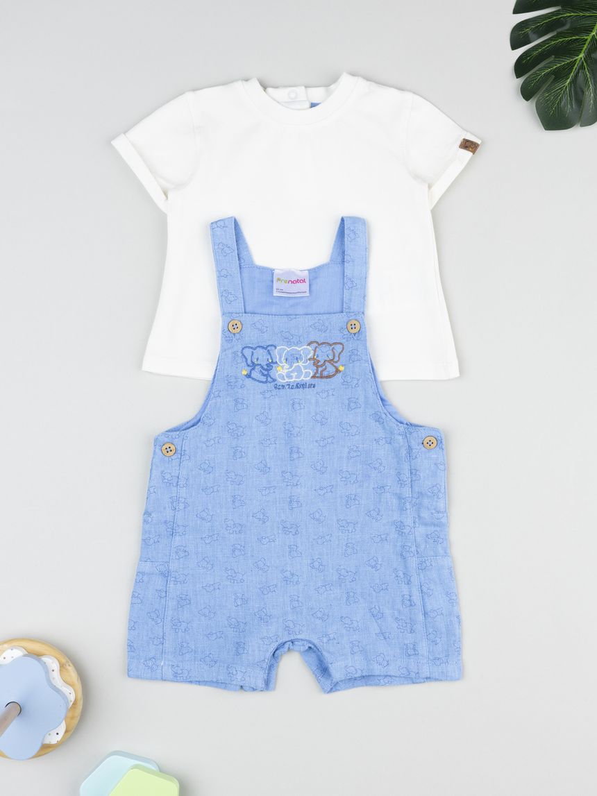 βρεφικό σετ t-shirt και σαλοπέτα με ελεφαντάκια για αγόρι - Prénatal
