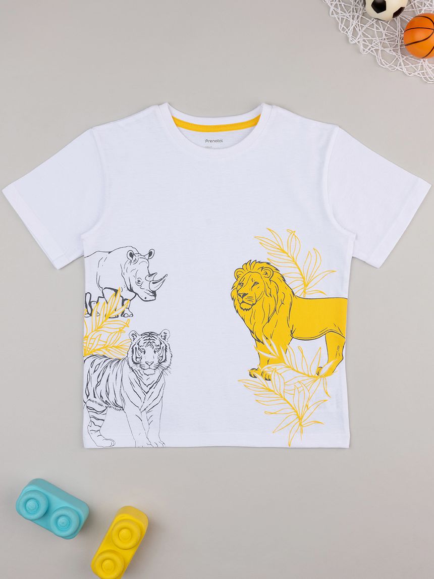παιδικό t-shirt λευκό/κίτρινο savana για αγόρι - Prénatal