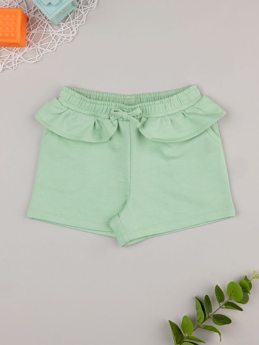 βρεφικό σορτσάκι πράσινο με βολάν για κορίτσι - Prénatal