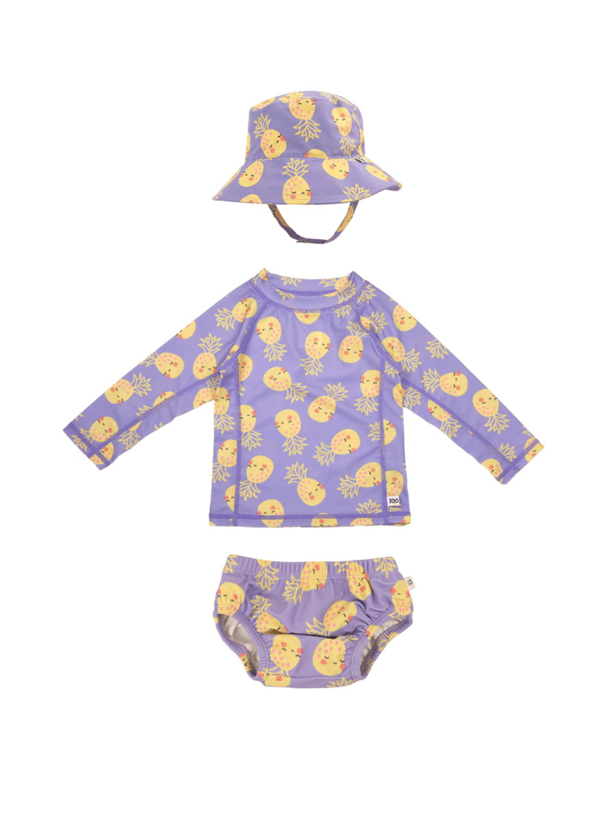 Zoocchini σετ uv μαγιό πάνα, bucket καπέλο & μπλούζα pineapple zoo16016 - Zoocchini