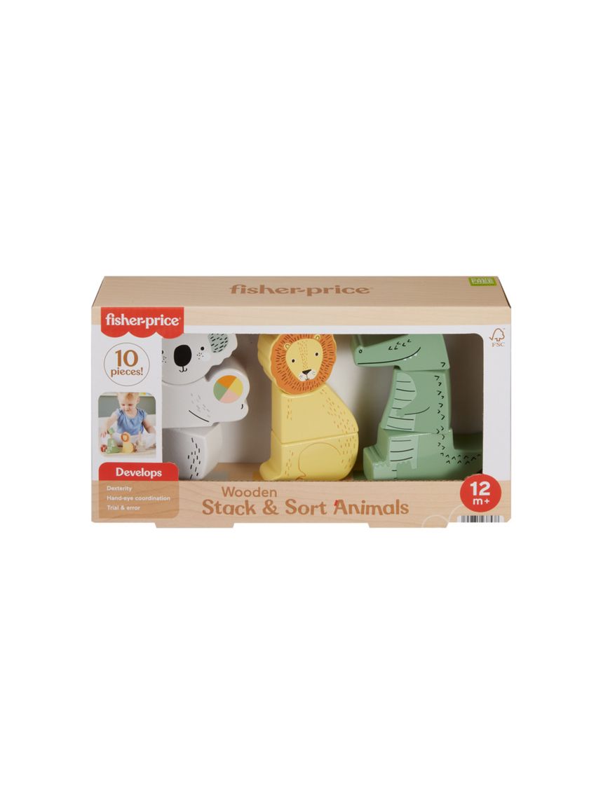 Mattel fisher-price wooden stack & sort animals ξύλινα ζωάκια hxv04 - Fisher-Price