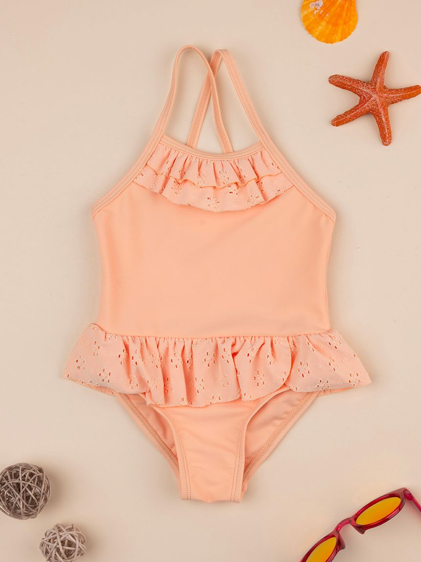 βρεφικό ολόσωμο μαγιό πορτοκαλί sangallo για κορίτσι - Prénatal