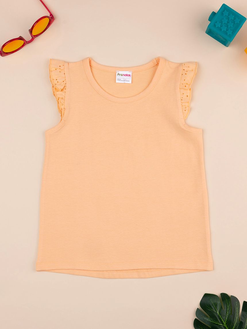 παιδική αμάνικη μπλούζα πορτοκαλί sangallo για κορίτσι - Prénatal