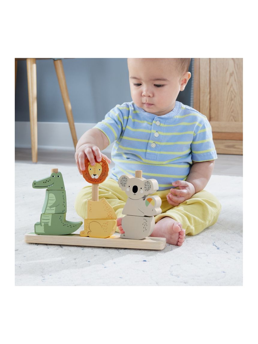 Mattel fisher-price wooden stack & sort animals ξύλινα ζωάκια hxv04 - Fisher-Price