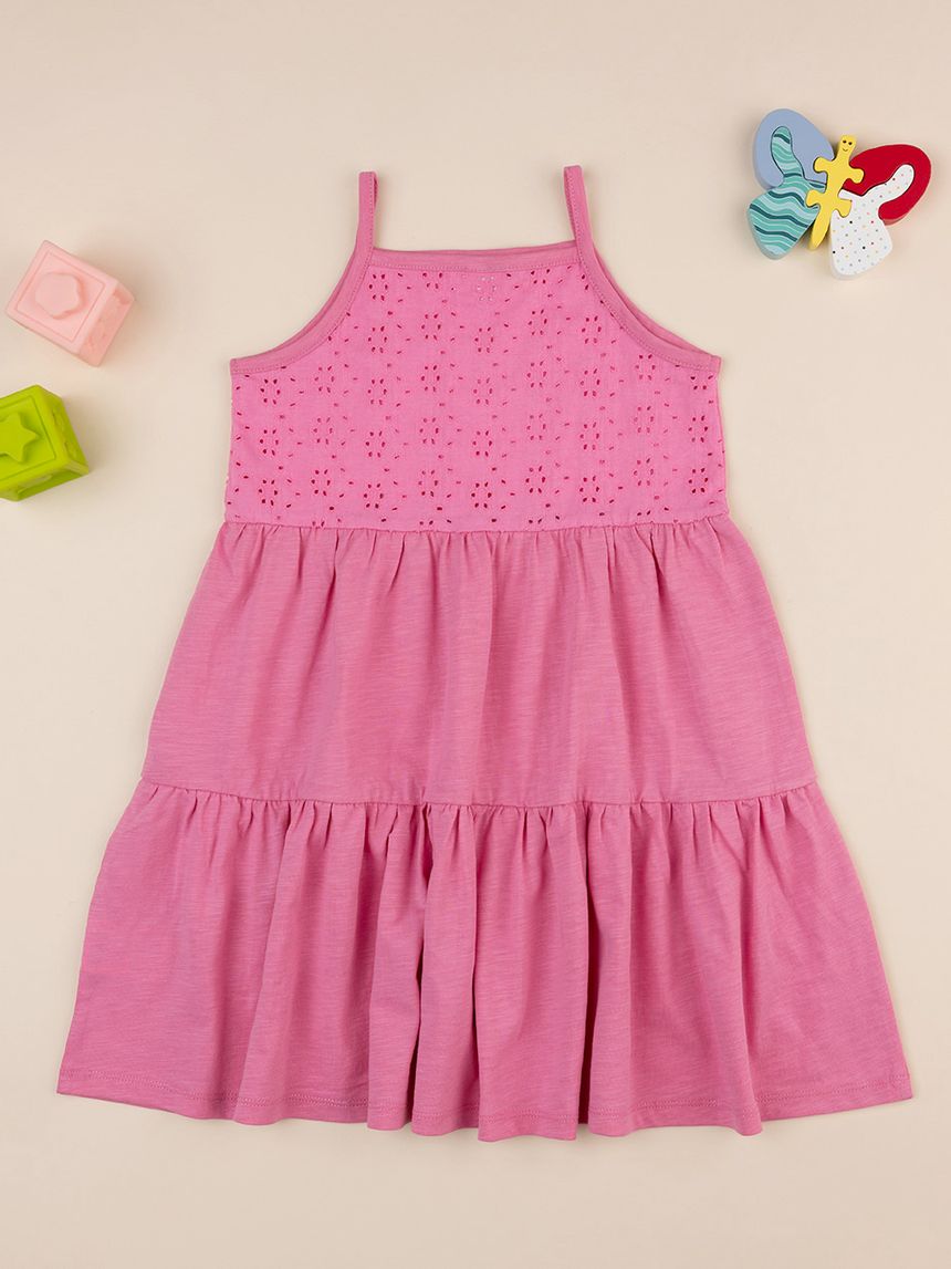 παιδικό φόρεμα ροζ sangallo για κορίτσι - Prénatal