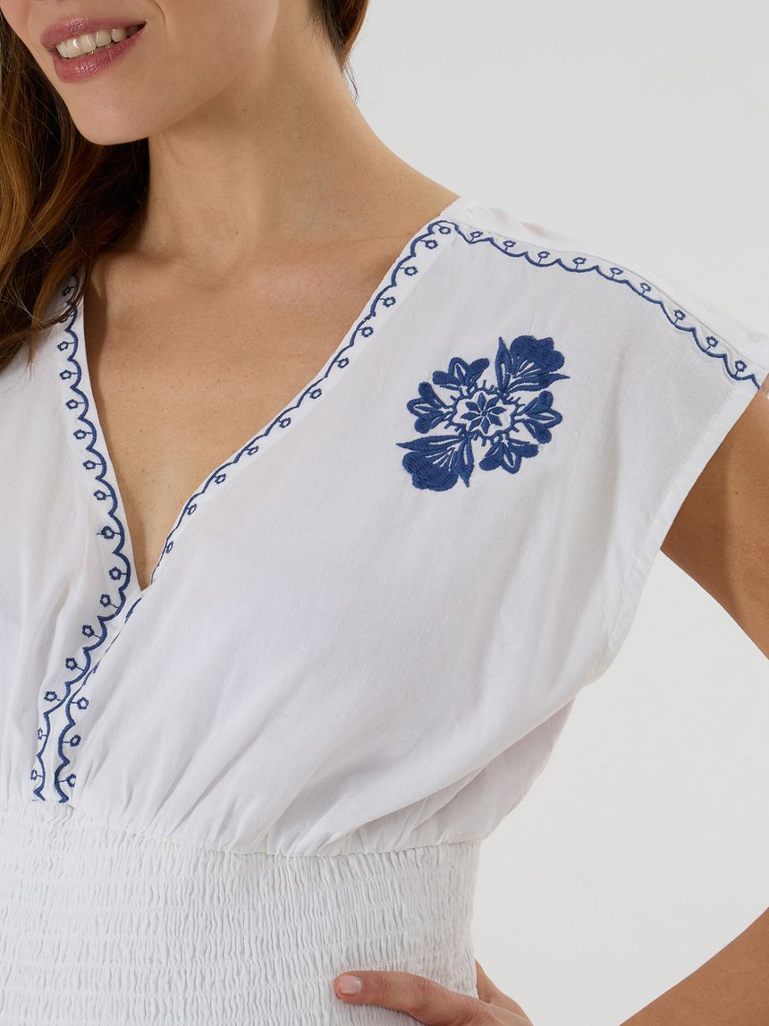 γυναικεία μπλούζα εγκυμοσύνης λευκή με κεντήματα - Prénatal