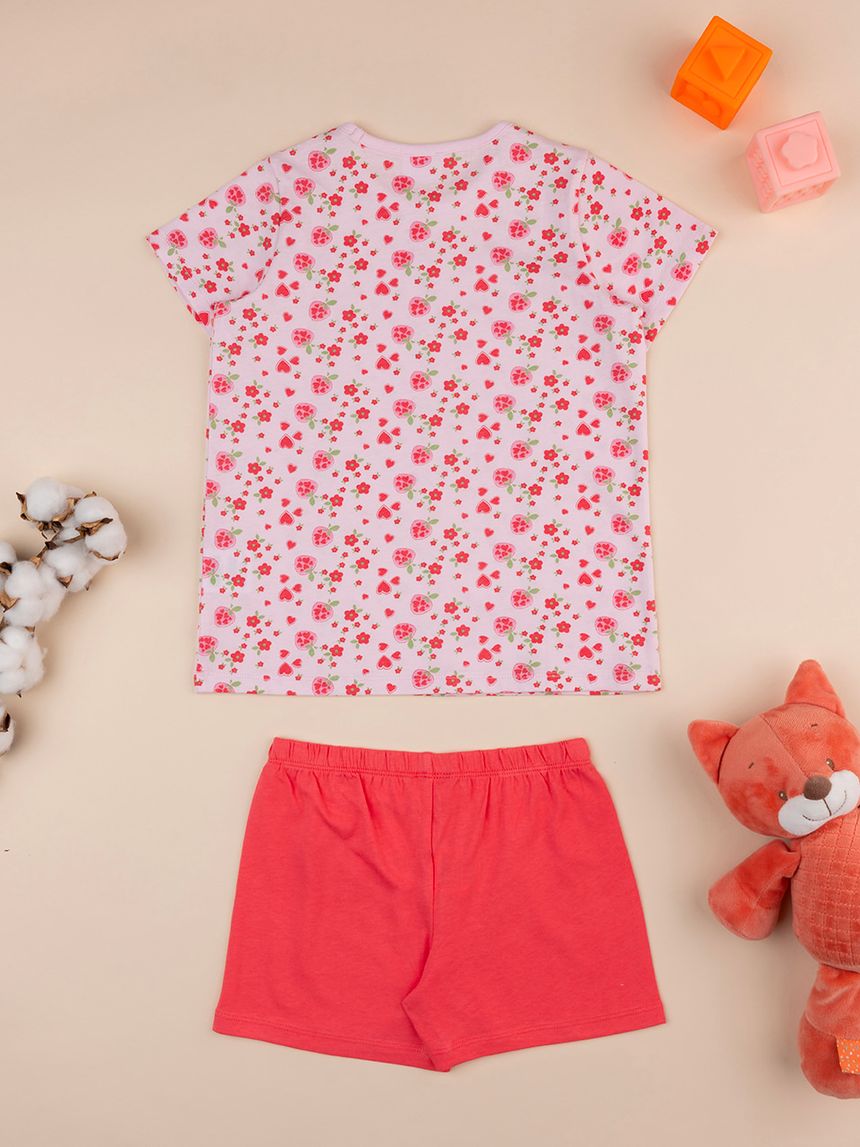 παιδική πιτζάμα ροζ/κόκκινη φλοράλ για κορίτσι - Prénatal