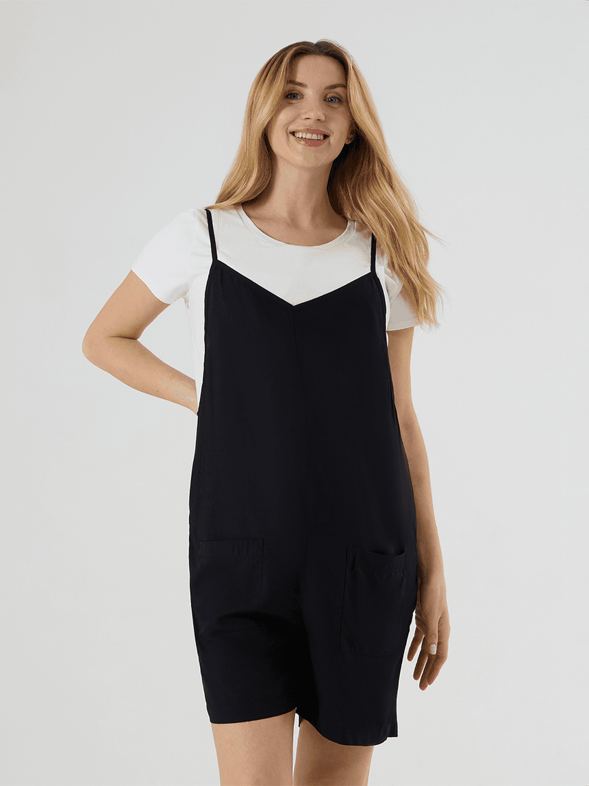 γυναικείο σετ σαλοπέτα μαύρη & t-shirt εγκυμοσύνης/θηλασμού - Prénatal