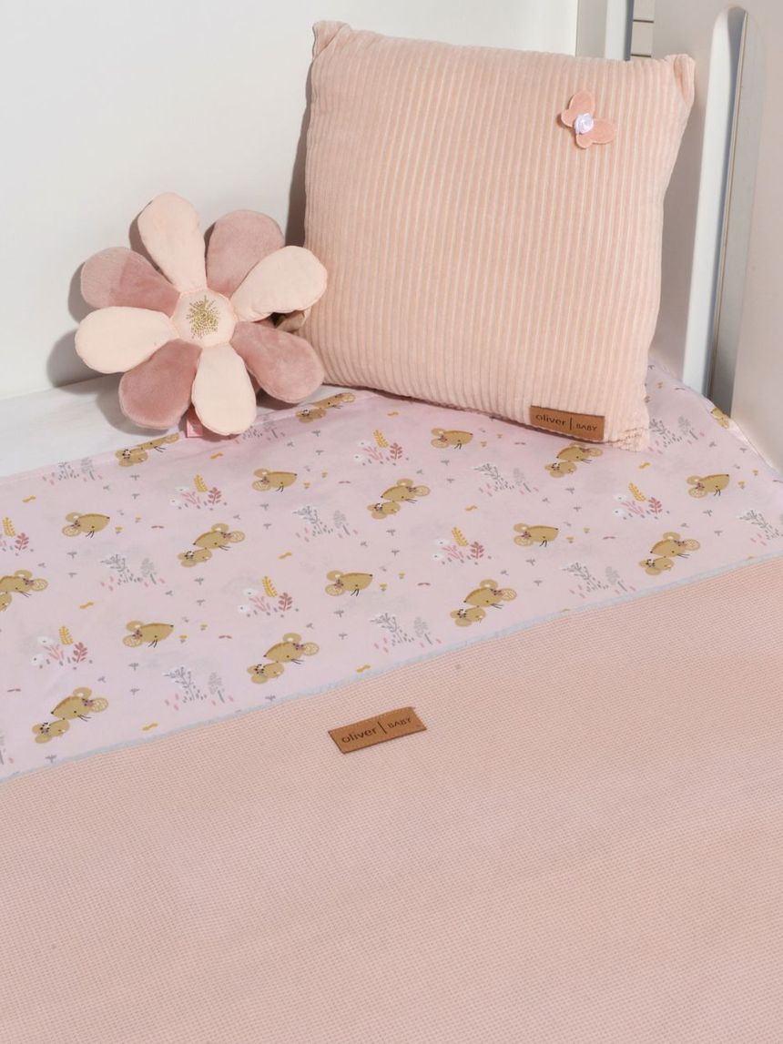Baby oliver καλοκαιρινή κουβέρτα διπλής όψης 75x95 σχέδιο 412 ροζ 46-6721/412 - BABY OLIVER