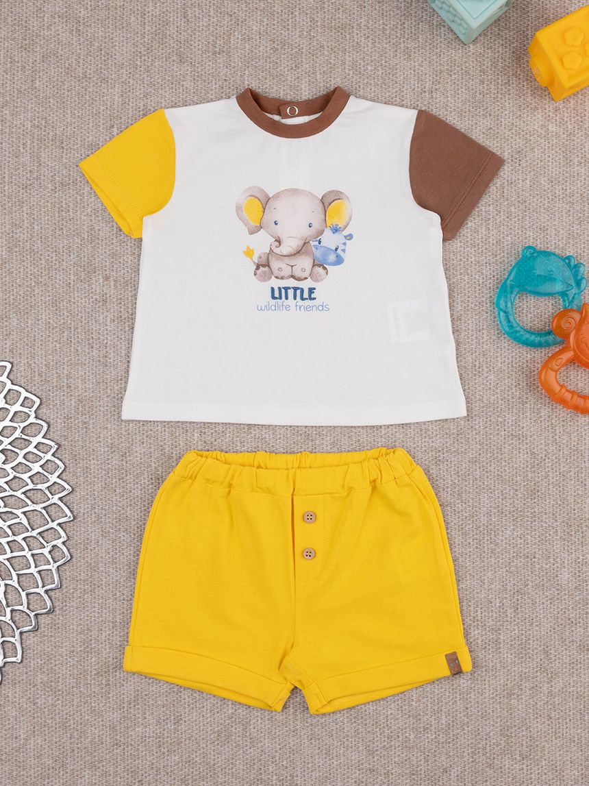 βρεφικό σετ t-shirt και σορτσάκι safari για αγόρι - Prénatal
