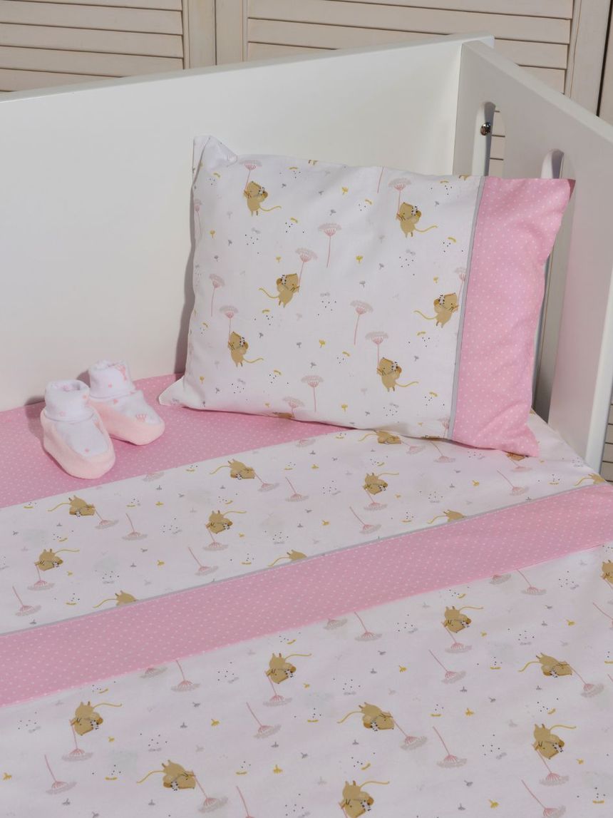 Baby oliver σετ σεντόνια κούνιας 110x170 σχέδιο 412 ροζ 46-6706/412 - BABY OLIVER