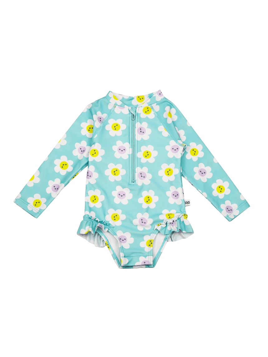 Zoocchini ολόσωμο μαγιό με μανίκια uv daisy 6 μηνών - 4 ετών zoo12601 - Zoocchini