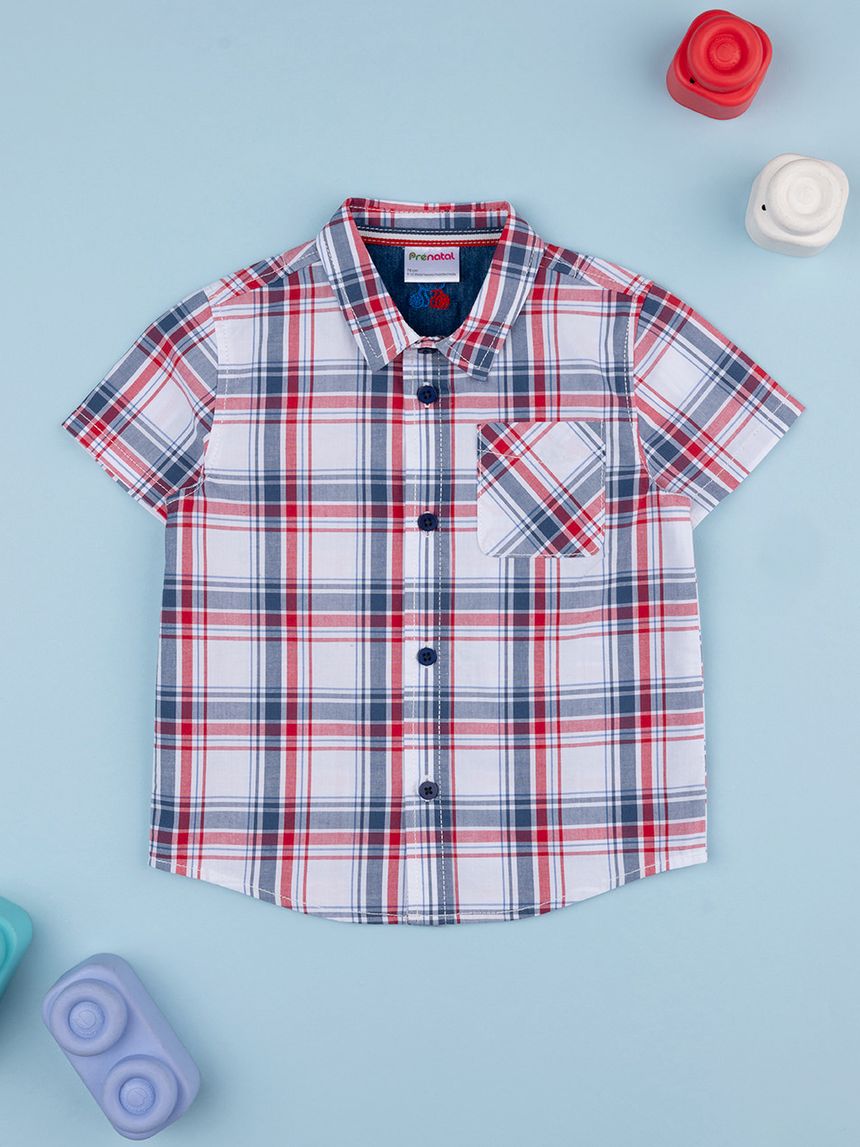 βρεφικό πουκάμισο καρό μπλε/κόκκινο για αγόρι - Prénatal