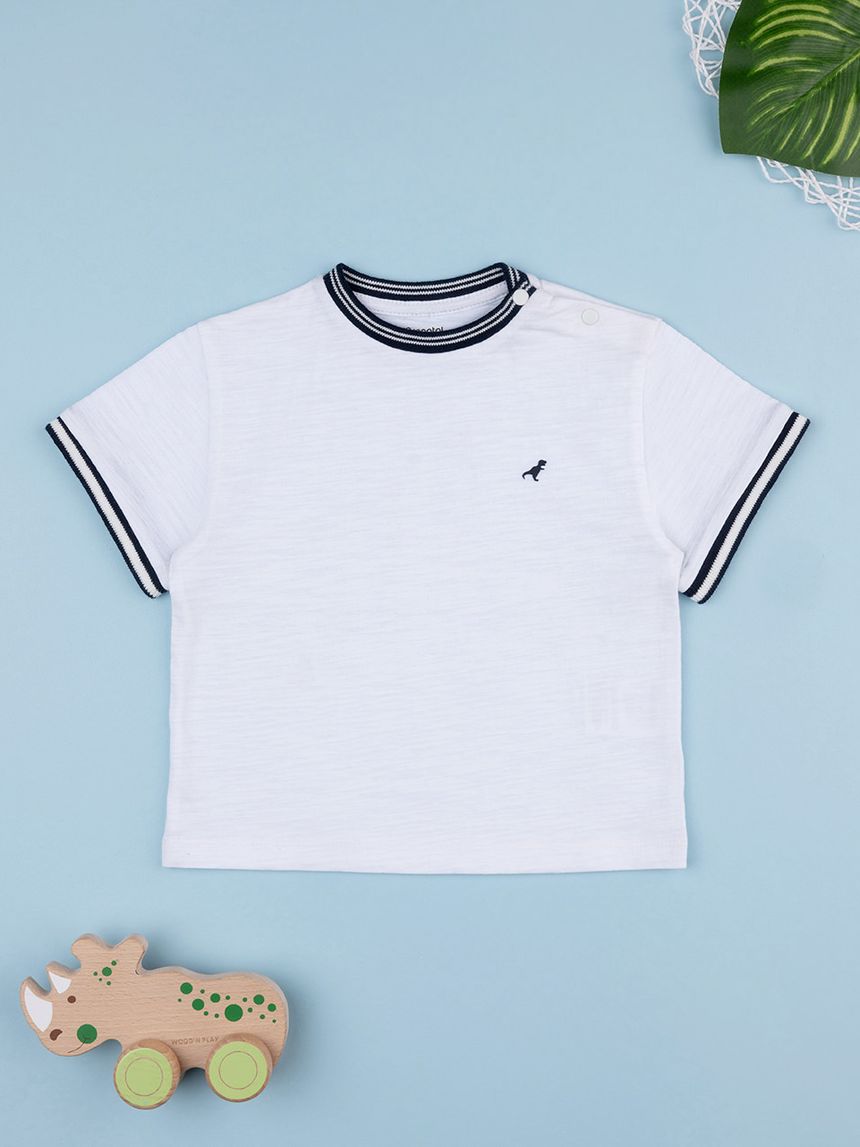 βρεφικό t-shirt λευκό με δεινόσαυρο για αγόρι - Prénatal