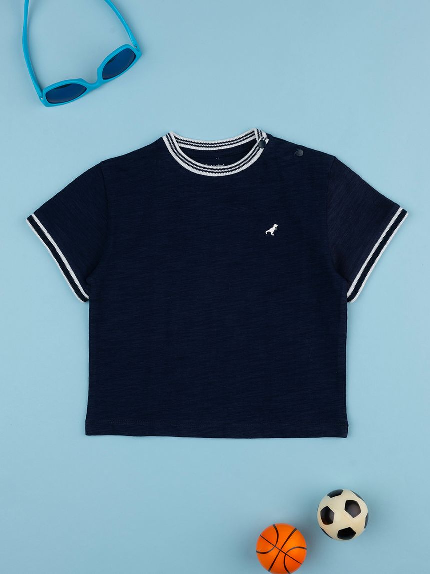 βρεφικό t-shirt μπλε με δεινόσαυρο για αγόρι - Prénatal