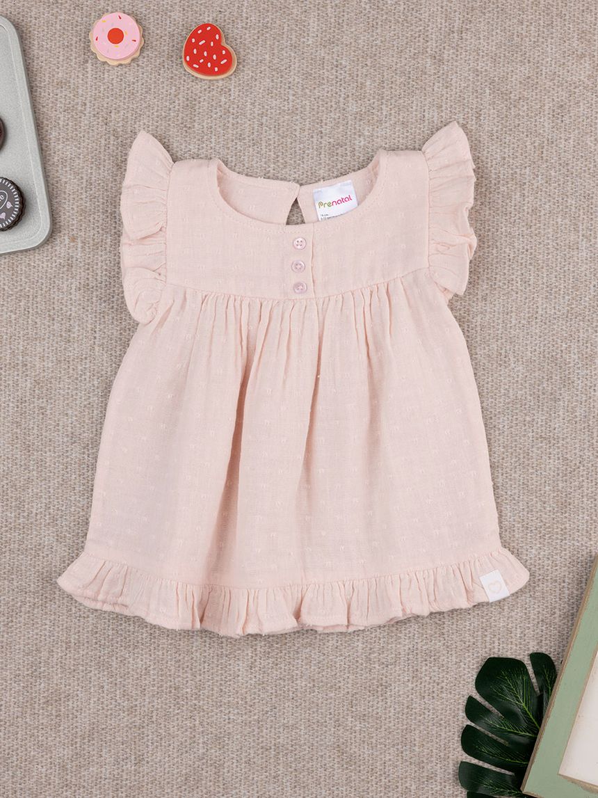 βρεφικό πουκάμισο ροζ με βολάν για κορίτσι - Prénatal