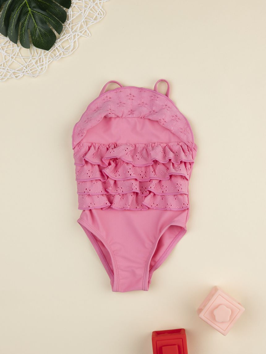 βρεφικό ολόσωμο μαγιό φούξια sangallo για κορίτσι - Prénatal