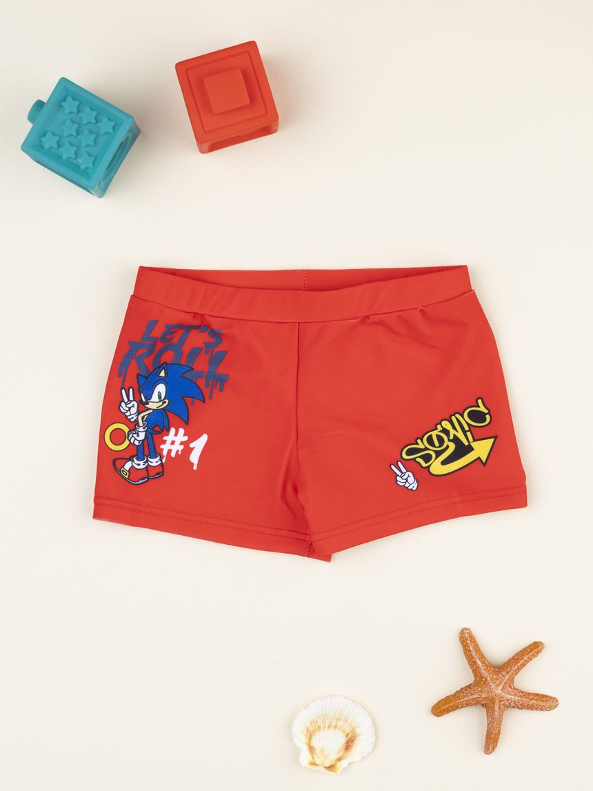παιδικό μαγιό σορτσάκι κόκκινο sonic για αγόρι - Prénatal