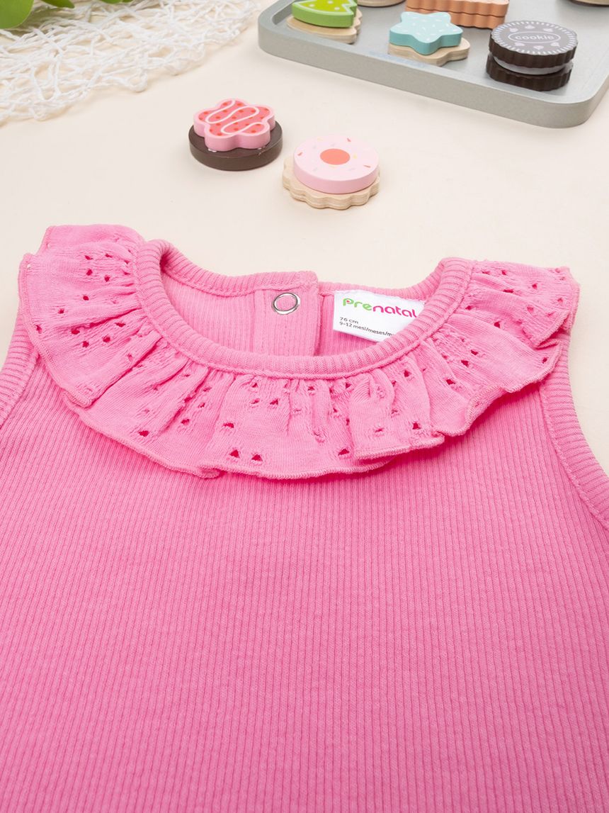 βρεφική αμάνικη μπλούζα ριμπ φούξια sangallo για κορίτσι - Prénatal