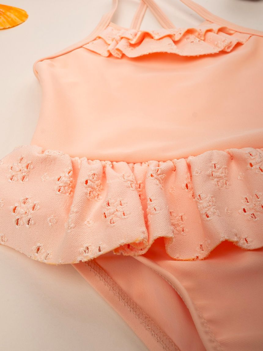 βρεφικό ολόσωμο μαγιό πορτοκαλί sangallo για κορίτσι - Prénatal