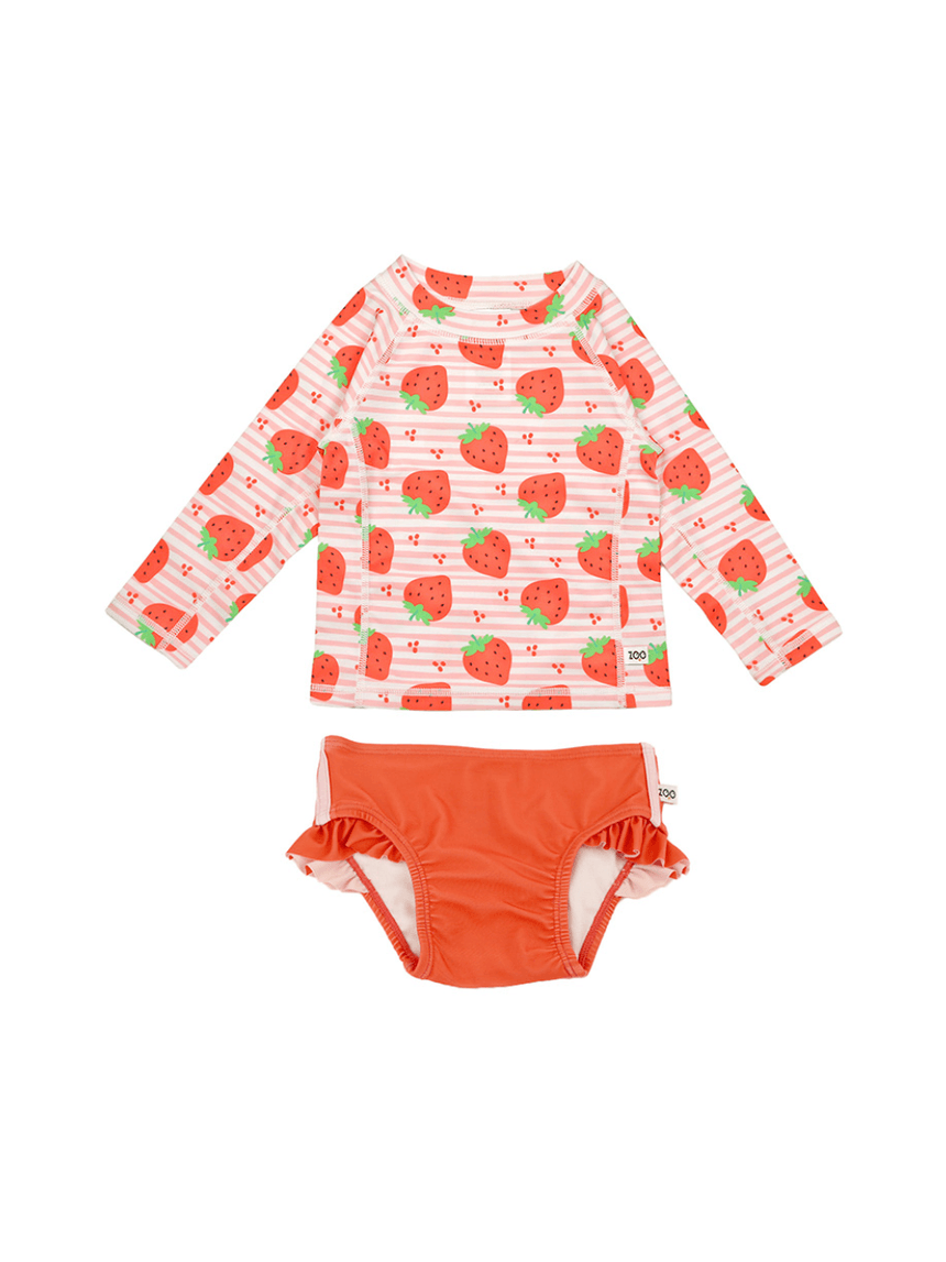 Zoocchini σετ uv μαγιό και μπλούζα strawberry 6 μηνών - 4 ετών zoo16404 - Zoocchini