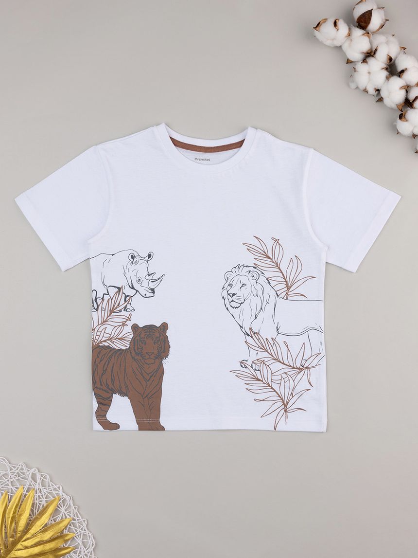 παιδικό t-shirt λευκό/καφέ savana για αγόρι - Prénatal