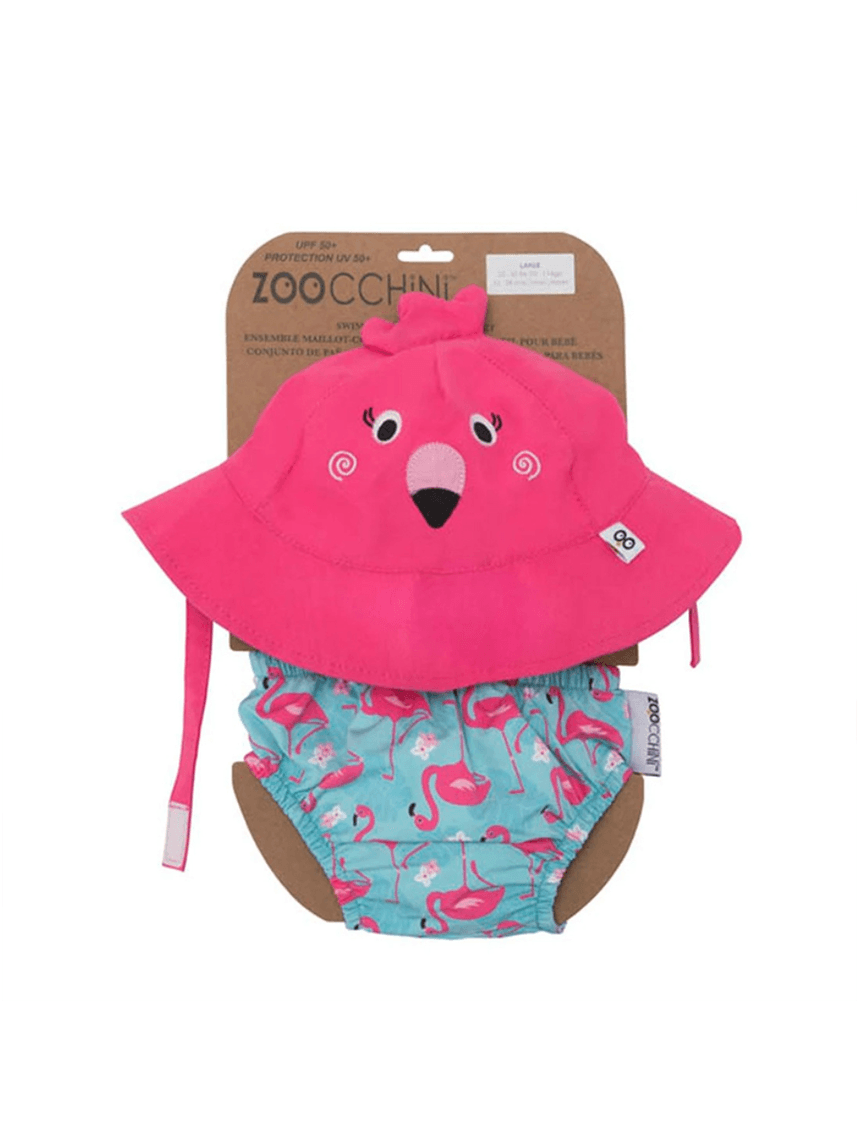 Zoocchini σετ μαγιό και καπέλο upf50+ franny the flamingo 6-24 μηνών zoo1706 - Zoocchini