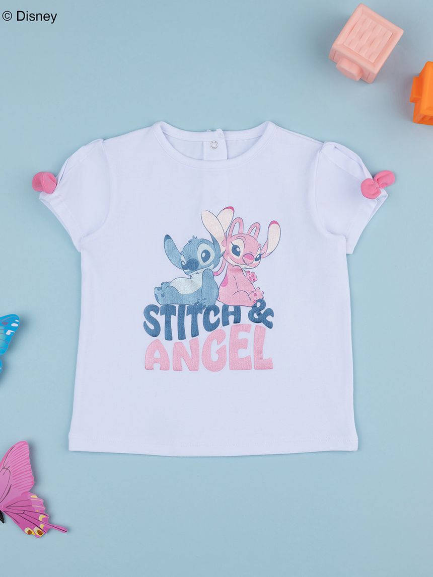 βρεφικό t-shirt λευκό stitch & angel για κορίτσι - Prénatal
