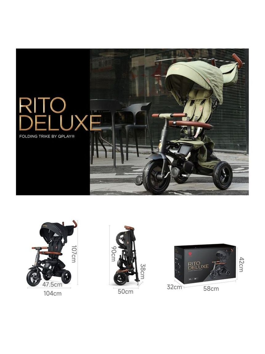 Qplay τρίκυκλο rito deluxe air gel wheels grey 01-1212068-03 - QPLAY