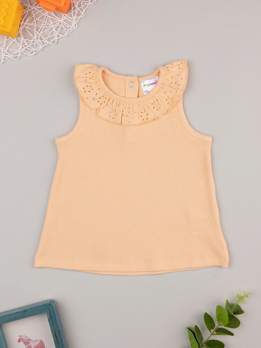 βρεφική αμάνικη μπλούζα ριμπ πορτοκαλί sangallo για κορίτσι - Prénatal