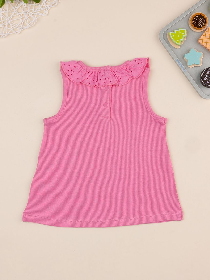 βρεφική αμάνικη μπλούζα ριμπ φούξια sangallo για κορίτσι - Prénatal