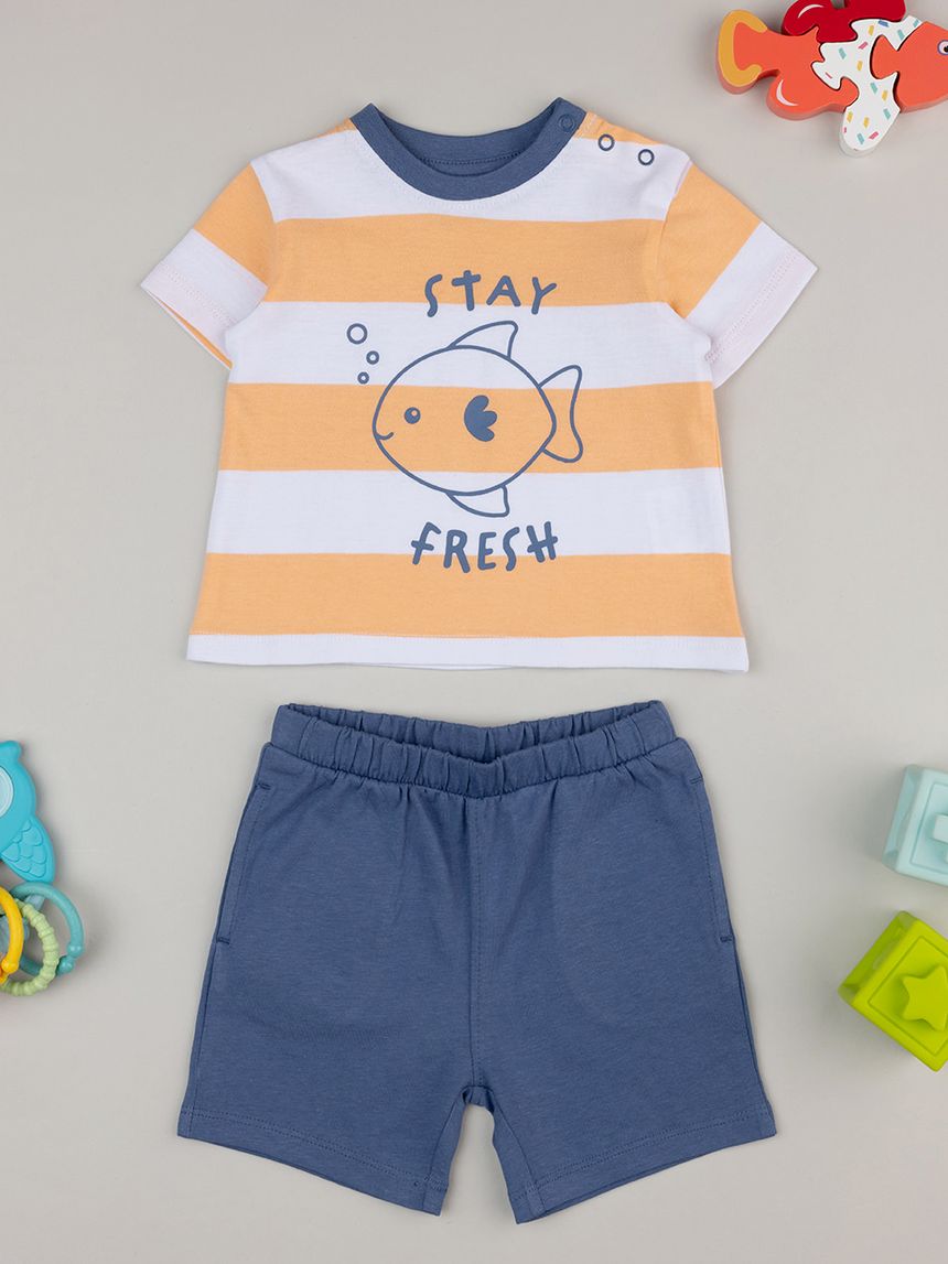 βρεφικό σετ t-shirt και σορτσάκι stay fresh για αγόρι - Prénatal