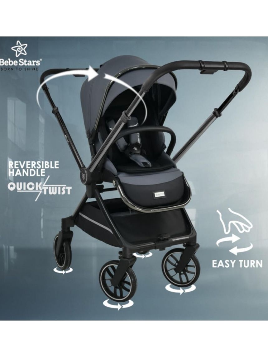 Bebe stars πολυκαρότσι mirage 2σε1 grey 331-188 - Bebe Stars