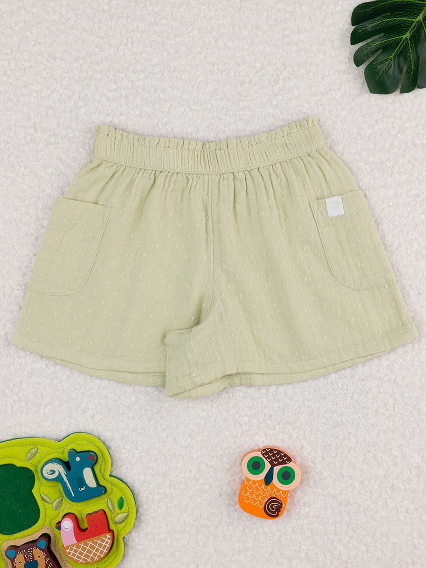 παιδικό σορτσάκι πράσινο με τσέπες για κορίτσι - Prénatal