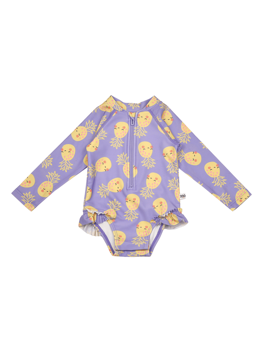 Zoocchini ολόσωμο μαγιό με μανίκια uv pineapple 6 μηνών - 4 ετών zoo12602 - Zoocchini