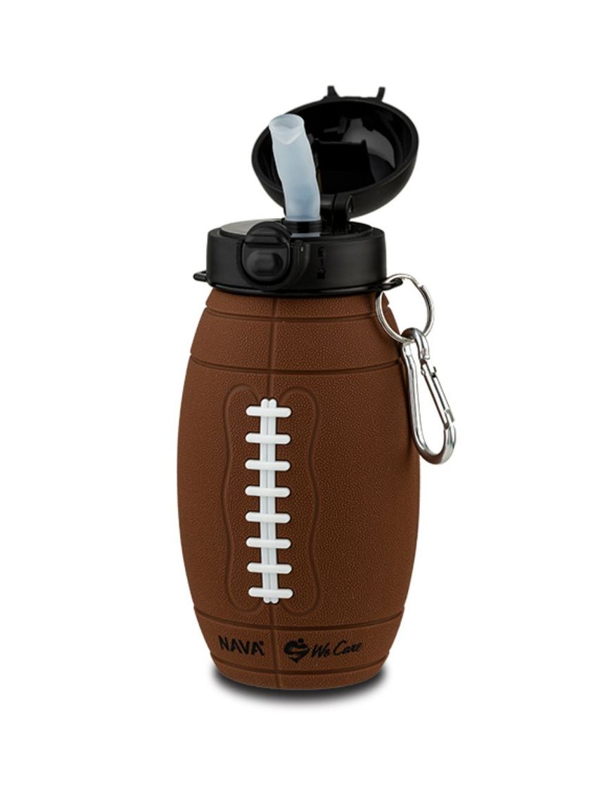 Nava μπουκάλι νερού σιλικόνης καφέ μπάλα ράγκμπι "we care" 630ml 10-006-001 - Nava