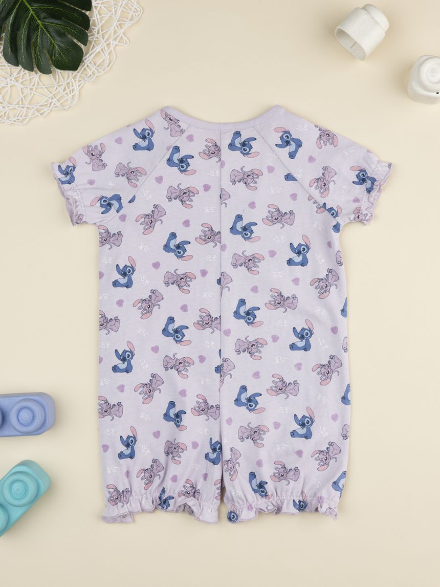 βρεφική ολόσωμη πιτζάμα λιλά stitch για κορίτσι - Prénatal