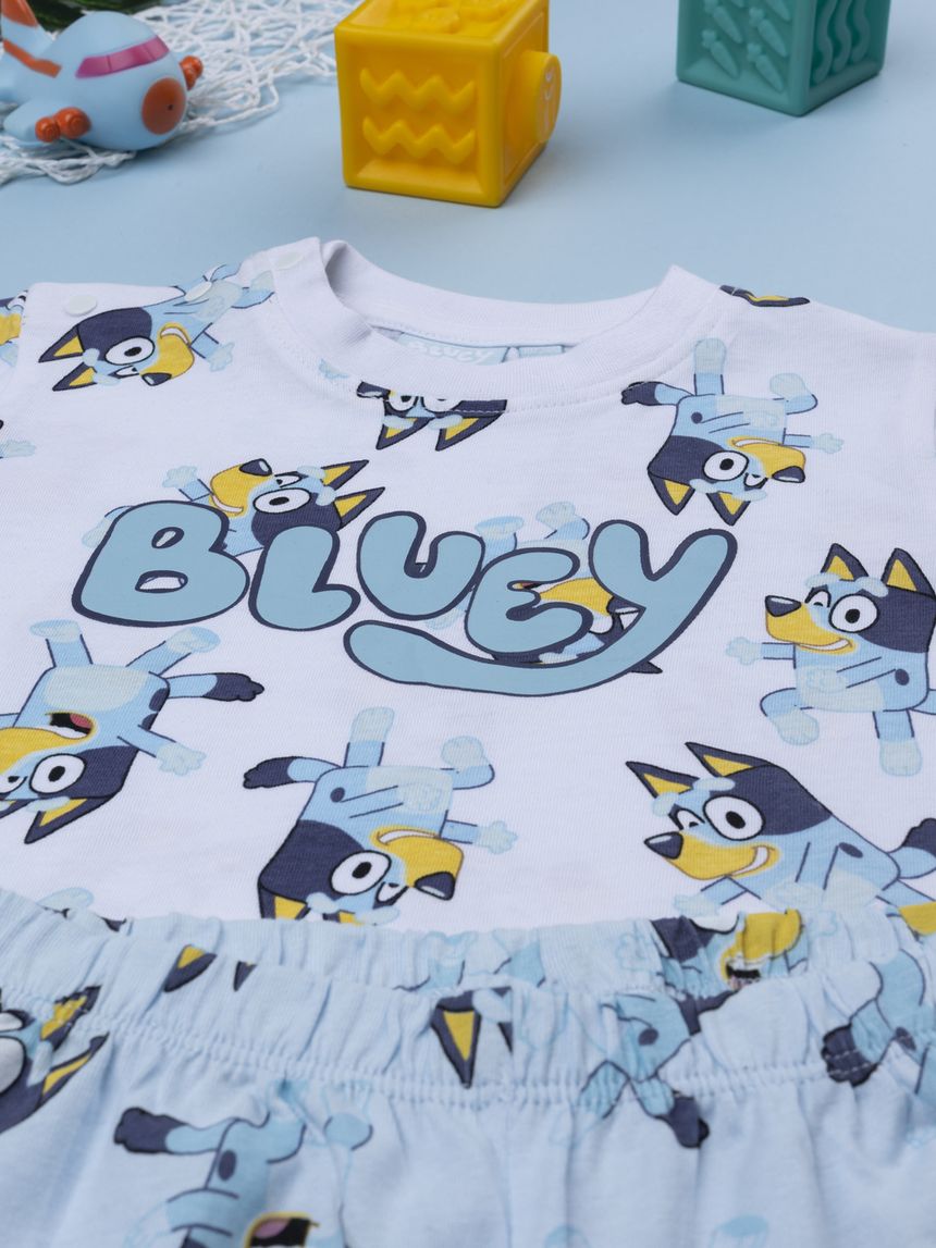 βρεφική πιτζάμα λευκή/γαλάζια bluey για αγόρι - Prénatal