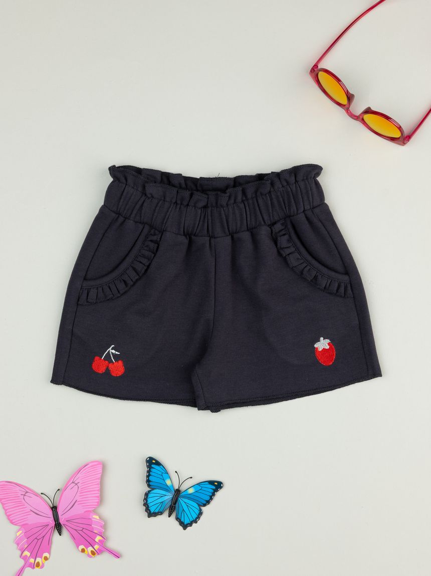 βρεφικό σορτσάκι μαύρο με φρούτα για κορίτσι - Prénatal