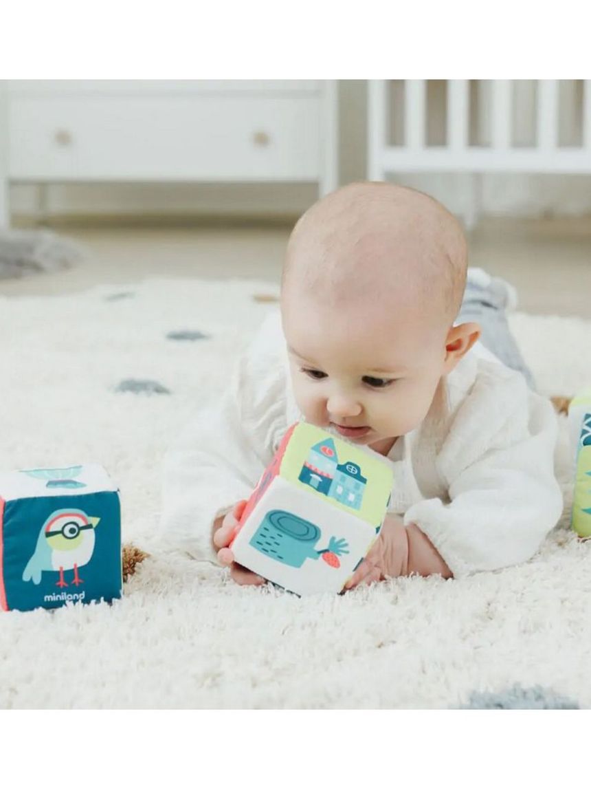 Miniland σετ μαλακών κύβων κουδουνίστρας me97230 - Miniland