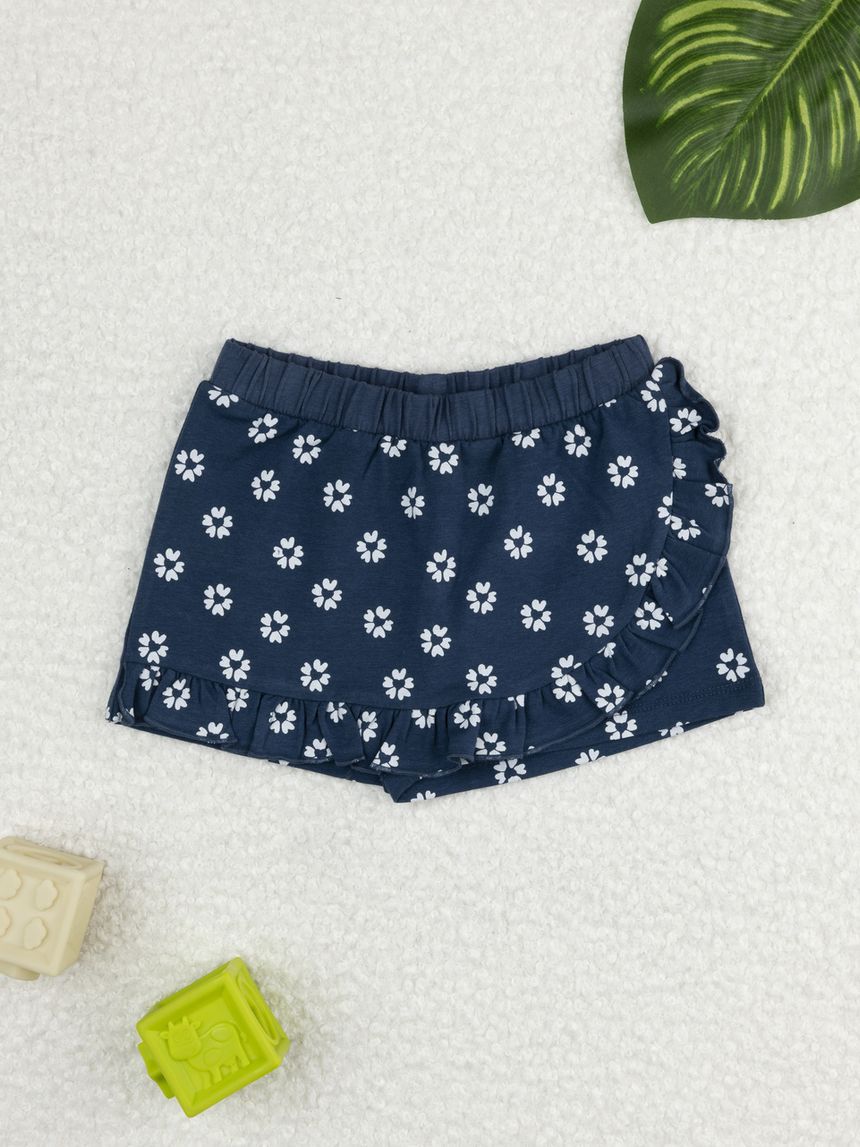 βρεφικό σορτσάκι μπλε με λουλούδια για κορίτσι - Prénatal