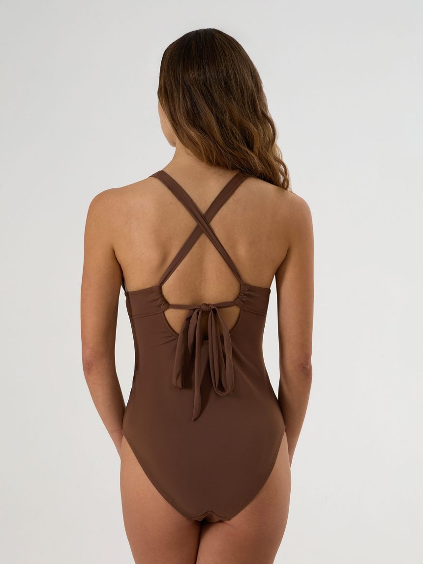 γυναικείο ολόσωμο μαγιό εγκυμοσύνης καφέ - Prénatal