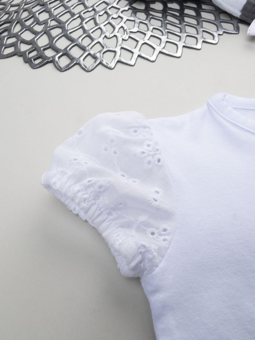 βρεφικό t-shirt λευκό minnie sangallo για κορίτσι - Prénatal