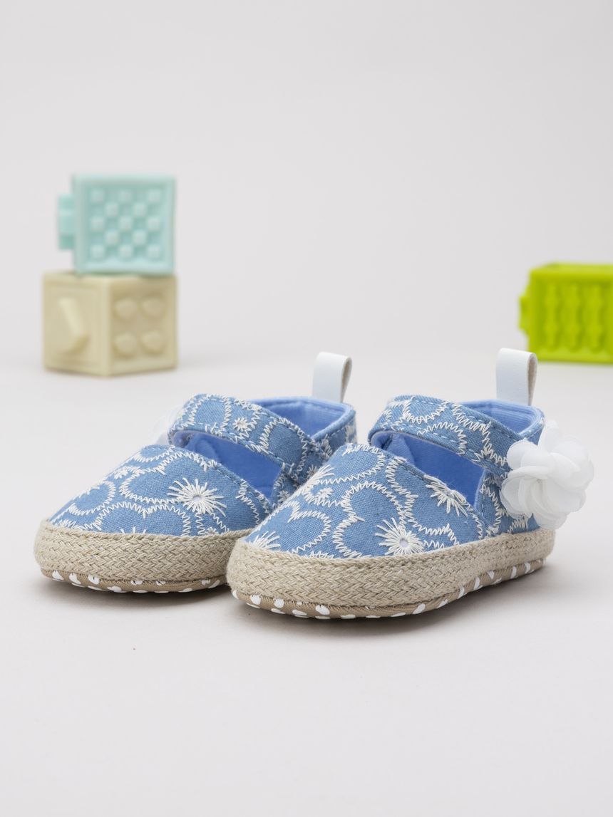 βρεφικά παπούτσια αγκαλιάς εσπαντρίγιες γαλάζια για κορίτσι - Prénatal