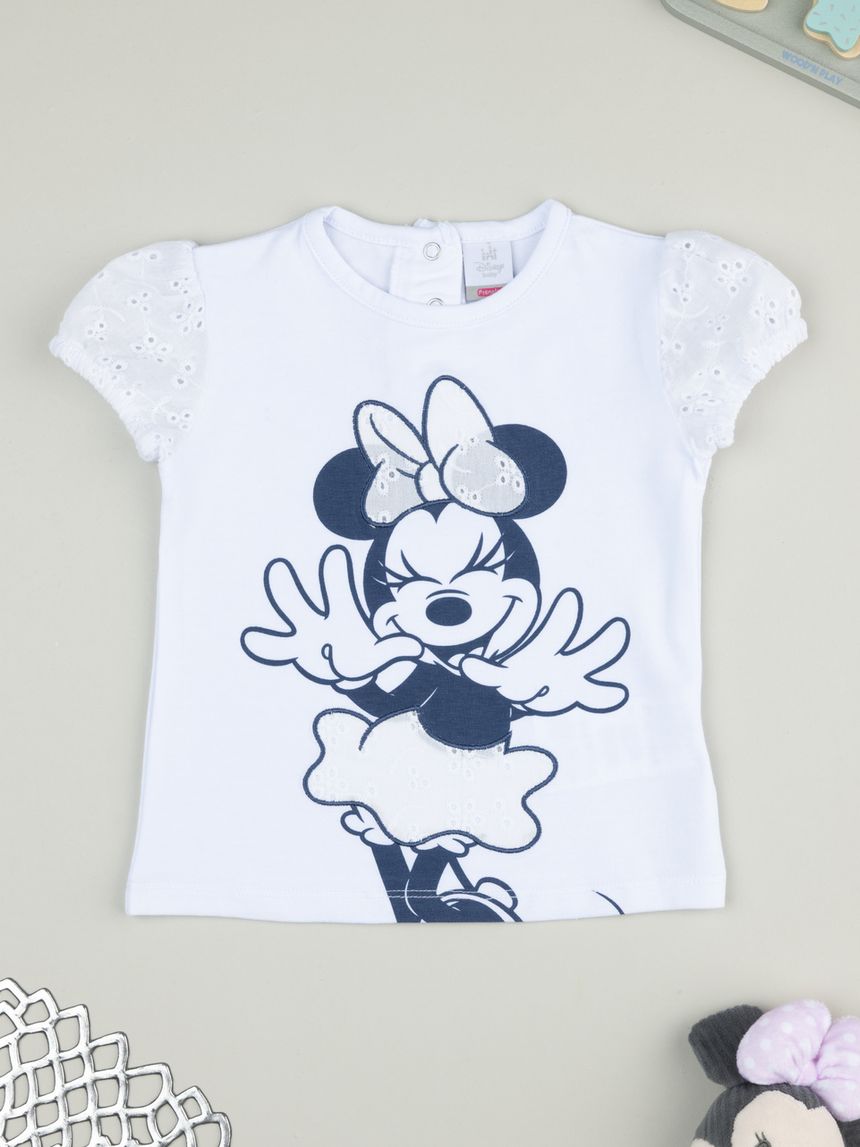 βρεφικό t-shirt λευκό minnie sangallo για κορίτσι - Prénatal
