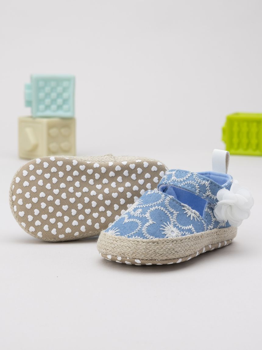 βρεφικά παπούτσια αγκαλιάς εσπαντρίγιες γαλάζια για κορίτσι - Prénatal