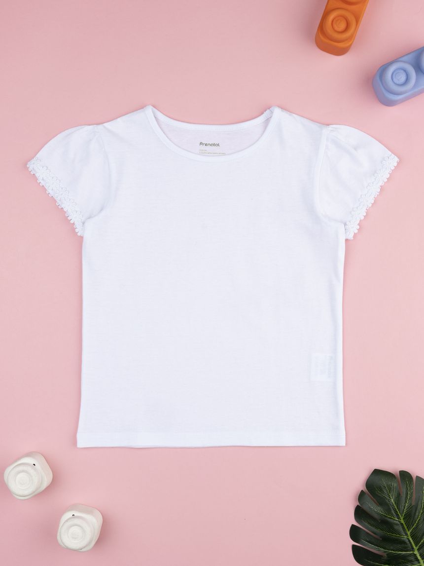 παιδικό t-shirt λευκό με κεντήματα για κορίτσι - Prénatal
