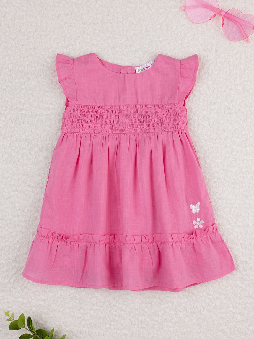 βρεφικό φόρεμα φούξια με πεταλούδα για κορίτσι - Prénatal