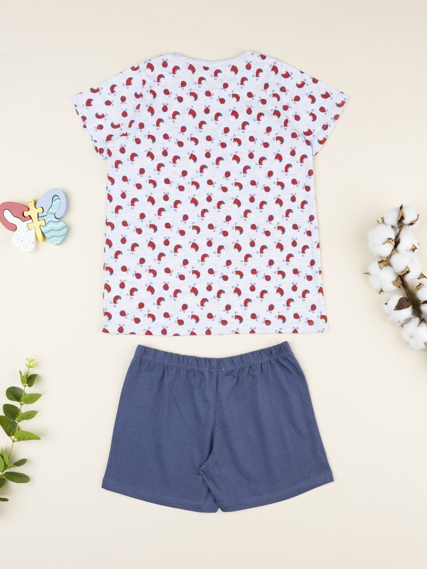 παιδική πιτζάμα γκρι/μπλε με πασχαλίτσες για κορίτσι - Prénatal