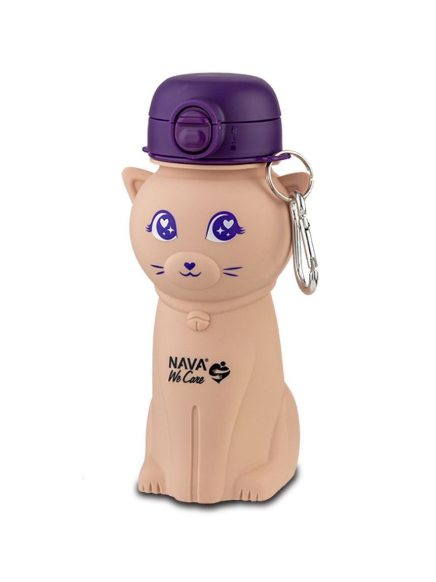 Nava μπουκάλι νερού σιλικόνης ροζ γάτα "we care" 500ml 10-006-005 - Nava